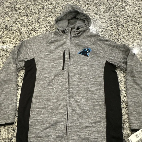 NFL Carolina Panthers Football‎ Gray Full-Zip Hoodie Sweat Shirt Size Large #368 - Picture 2 of 11